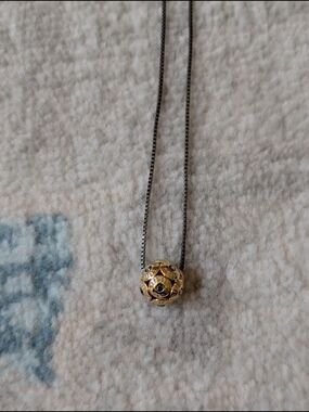 Henri Bendel Rivet Ball Gold/Hematite Necklace 16"